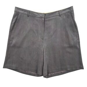 Tommy Bahama Womens 100% Silk Herringbone Shorts Charcoal Gray Size 14 High Rise